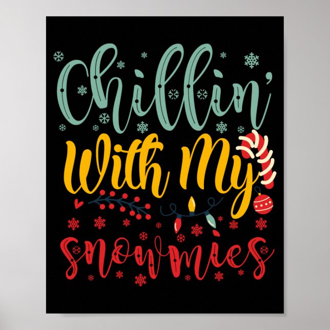 Affiche Décontracté Avec Mes Snowmies T Shirt De Noël Mign (Devant)