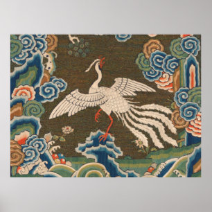 Affiche Décor Antique Chinois Oiseau