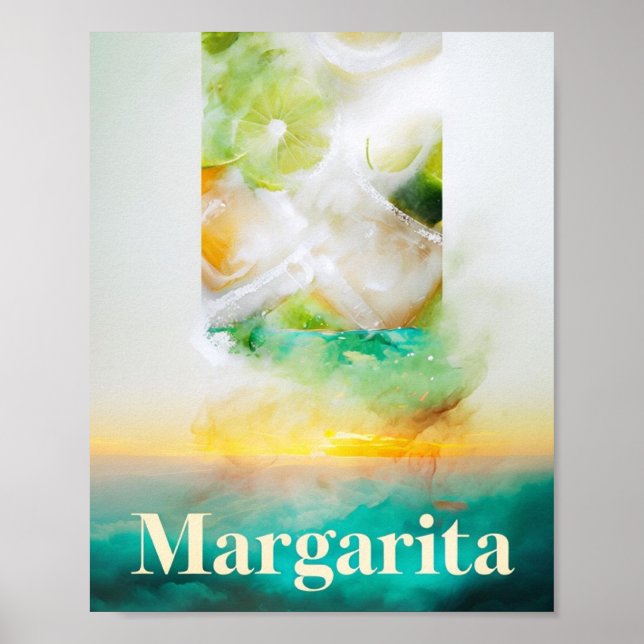 Affiche Décor Bar Été Vibrant, Cocktail Margarita (Devant)