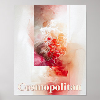 Affiche Décor Bar Moderne, Cocktail Aquarelle Cosmopolite