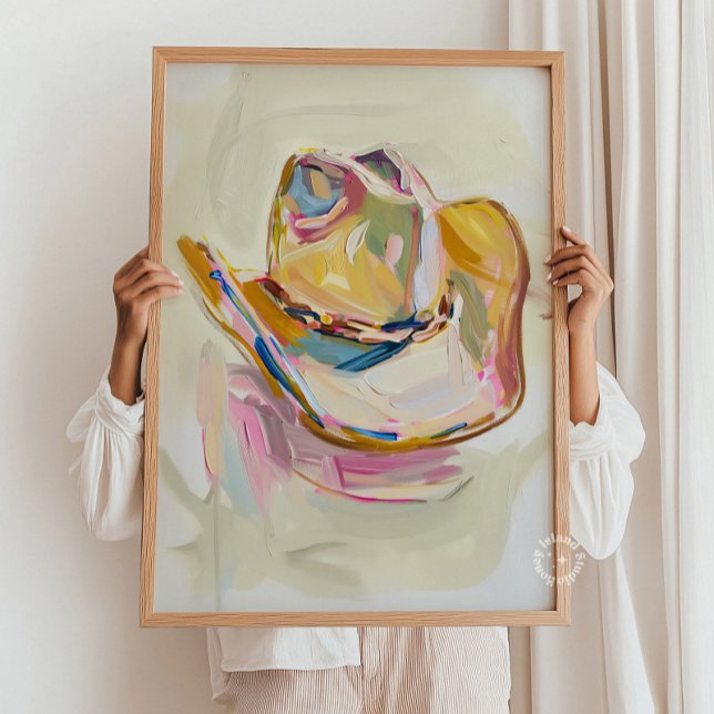 Affiche Décor Casquette Cowgirl, Western Ranch Pastel (Cowgirl Hat Art, Western Wall Decor, Ranch Style Artwork, Pastel Western Print, Rustic Chic Wall Art)