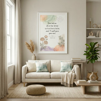 Affiche Décor Chrétien Aquarelle Neutre