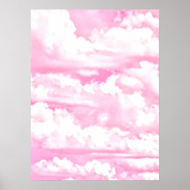 Affiche Décor Clair Rose Élégant Nuages (Devant)