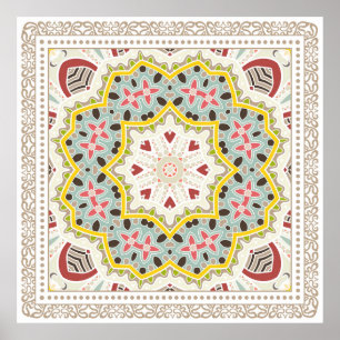 Affiche Décor coloré sur arrière - plan blanc,