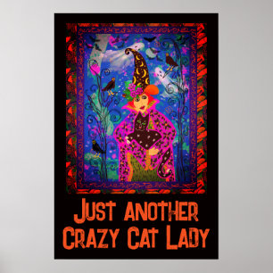 Affiche Décor Crazy Cat Lady Halloween