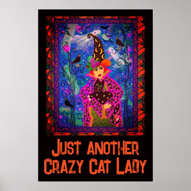 Affiche Décor Crazy Cat Lady Halloween (Devant)