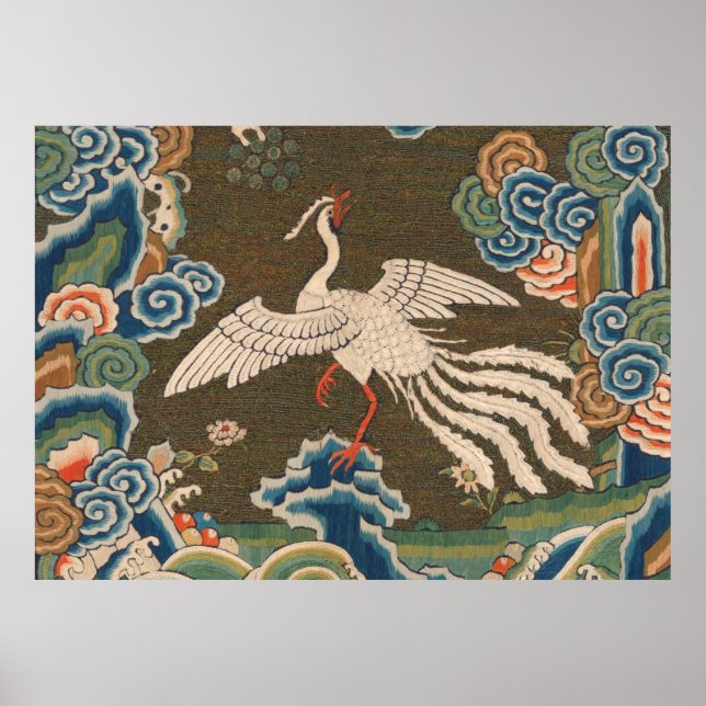 Affiche Décor d'antiquité chinois d'oiseaux (Devant)