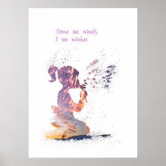 Affiche Décor d'aquarelle pour fille et Dandelion