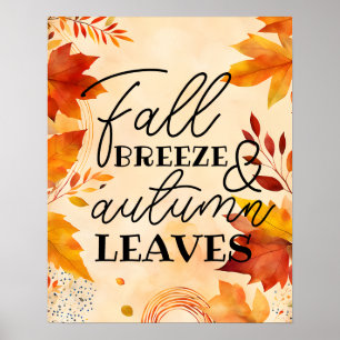 Affiche Décor d'automne : brise d'automne et feuilles d'au