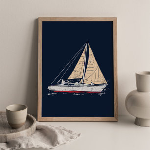 Affiche Décor de chambre d'enfant moderne avec bateau à vo