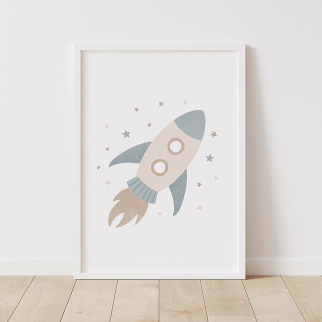 Affiche Décor de chambre d'enfants avec vaisseau spatial n (Créateur téléchargé)