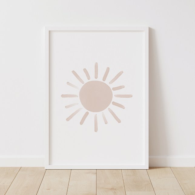 Affiche Décor de chambre d'enfants bohème soleil aquarelle (Créateur téléchargé)
