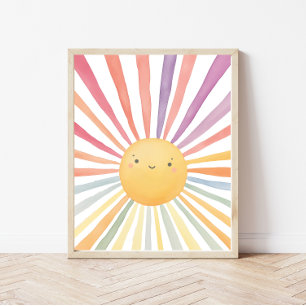 Affiche Décor de chambre pour enfants Arc en ciel Soleil I