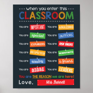 Affiche Décor de classe animé Fin d'année Cadeau de l'ense