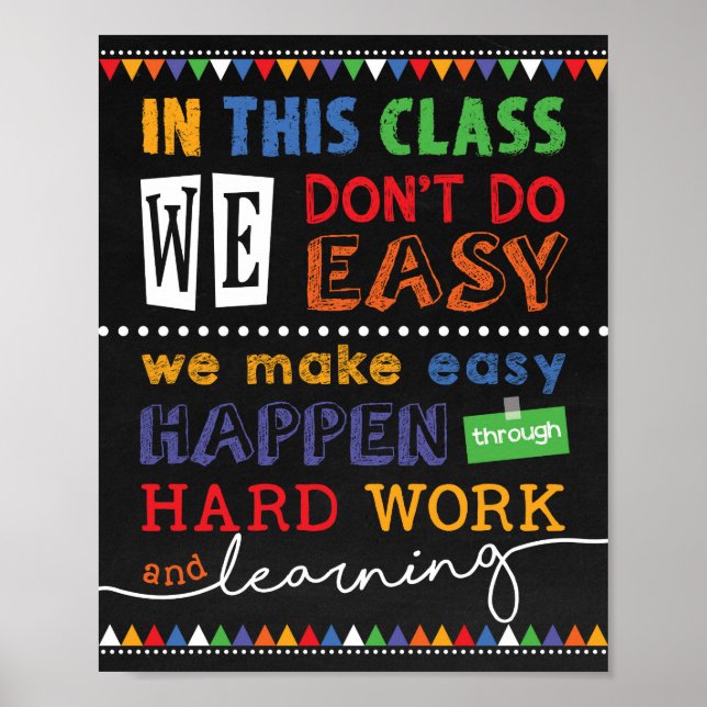 Affiche Décor de classe motivationnel / Idée cadeau de l'e (Devant)