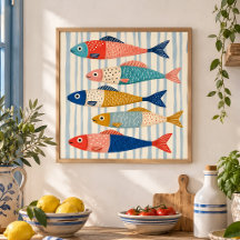 Décor de cuisine côtière en art de poisson sardine