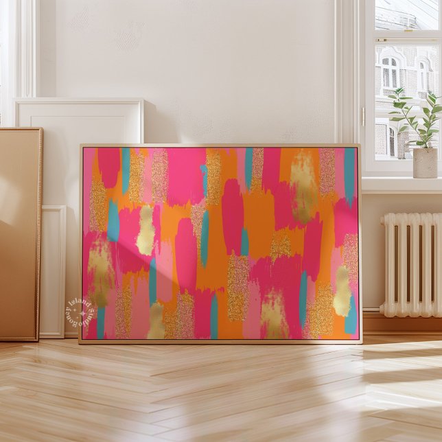 Affiche Décor de dortoir préppy abstrait rose ( )