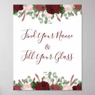 Affiche Décor de Fête des mariées Rose rose Bourgogne