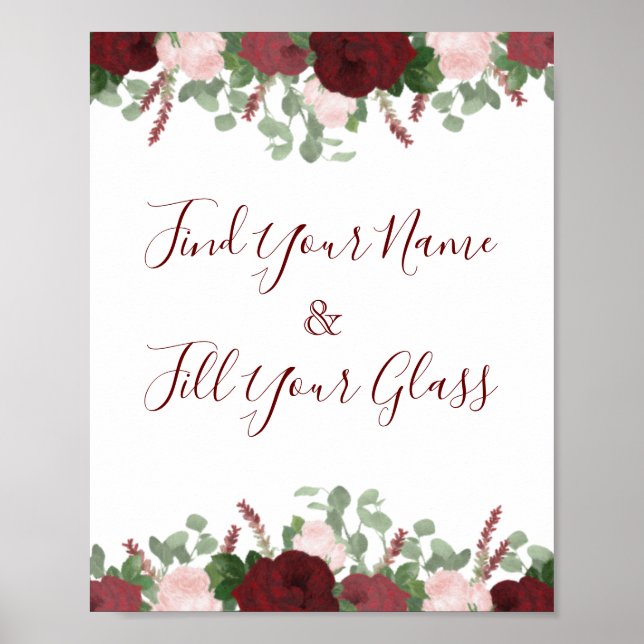 Affiche Décor de Fête des mariées Rose rose Bourgogne (Devant)