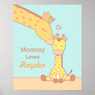 Affiche Décor de la chambre de la Giraffe maman et du bébé