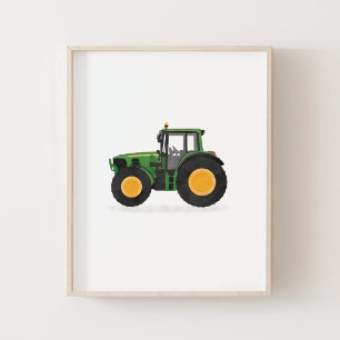 Affiche Décor de la chambre pour enfants Tracteur vert