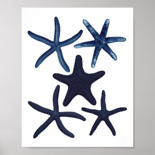Affiche Décor de la plage de Starfish bleu marine