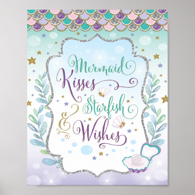 Affiche Décor de la pouponnière Mermaid sous les Murs de M (Devant)