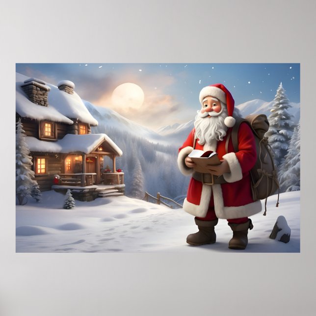 Affiche Décor de maison festif art mur | Père Noël wall ar (Devant)