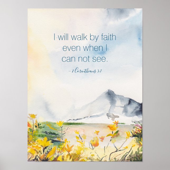 Affiche Décor de mur d'aquarelle inspirationnelle et spiri (Devant)