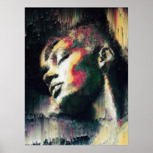 Affiche Décor de mur de portrait de femme fractale géométr