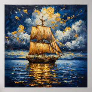 Affiche ⛵ Décor de navire à voile dramatique pour mur insp