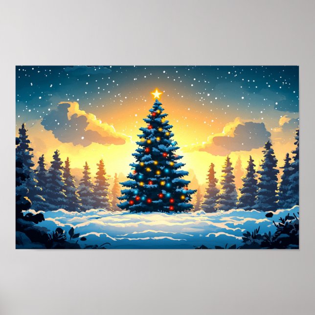 Affiche Décor de Noël Aquarelle Dessin (Devant)