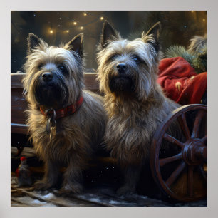 Affiche Décor de Noël de Cairn Terrier Snowy Sleigh
