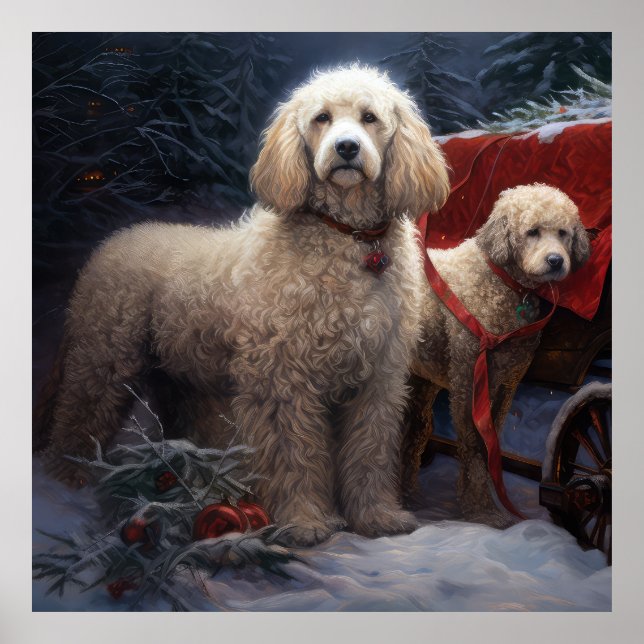Affiche Décor de Noël de caniche Snowy (Devant)