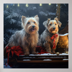 Affiche Décor de Noël de Terrier australien Snowy Sleigh