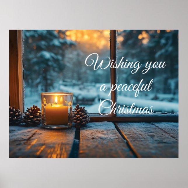 Affiche Décor de Noël d'hiver paisible dans la fenêtre (Devant)