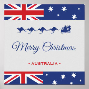 Affiche Décor de Noël Kangourou, Joyeux Animal Australie