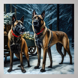 Affiche Décor de Noël Malinoi Snowy Sleigh