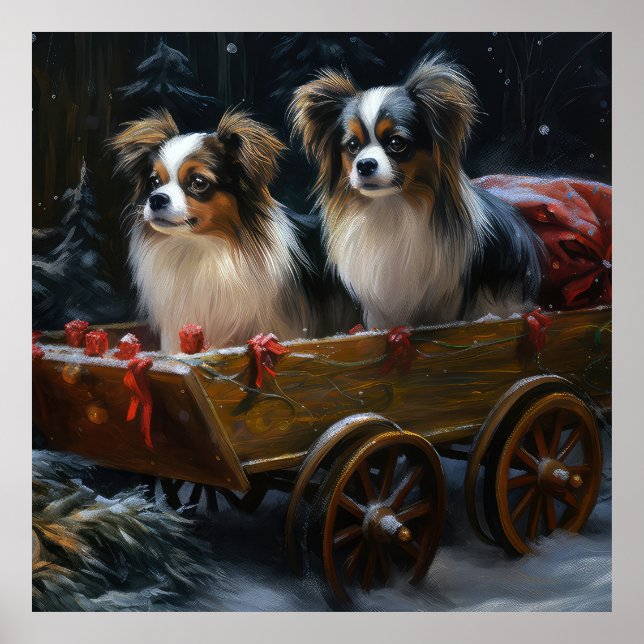 Affiche Décor de Noël Papillon Snowy Sleigh (Devant)