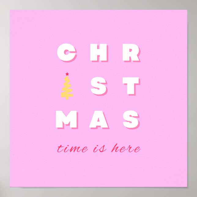 Affiche Décor de Noël rose Abstrait (Devant)