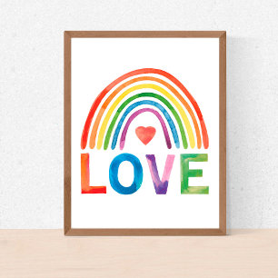 Affiche Décor de nurserie arc-en-ciel de couleur vive "AMO