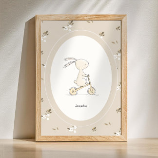 Affiche Décor de nurserie de lapin mignon personnalisé - N
