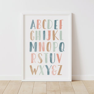 Affiche Décor de nurserie fille alphabet pastel ABC