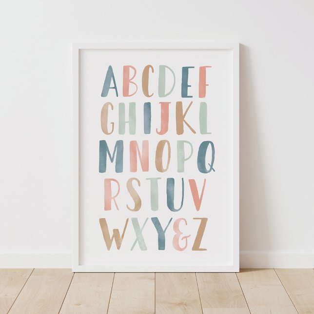 Affiche Décor de nurserie fille alphabet pastel ABC (Créateur téléchargé)