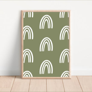 Affiche Décor de pépinière Boho Blanc/Sage Rainbows