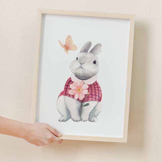 Affiche Décor de pépinière de lapin géant (Whimsical Bunny Woodland Nursery Decor)