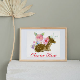 Affiche Décor de pépinière fleurie en bois personnalisé