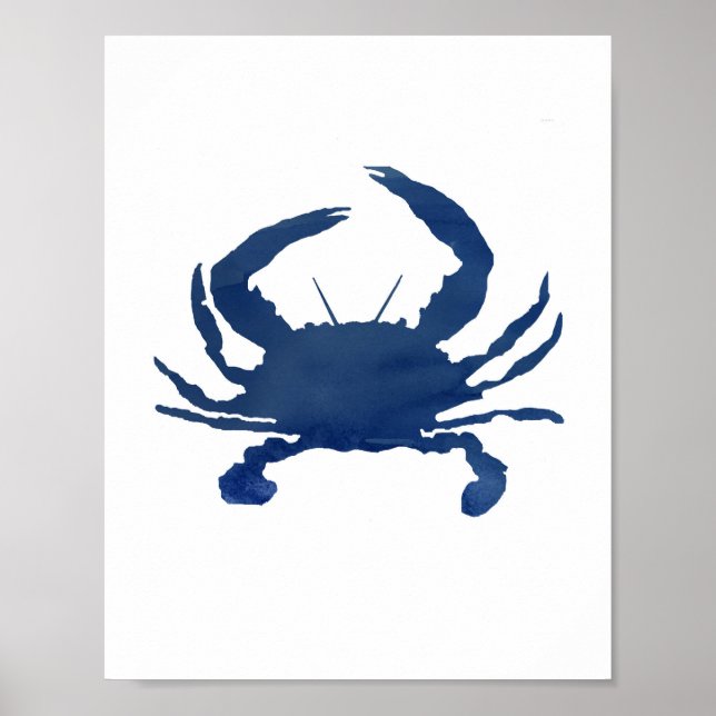 Affiche Décor de plage de crabe bleu aquarelle peinture (Devant)