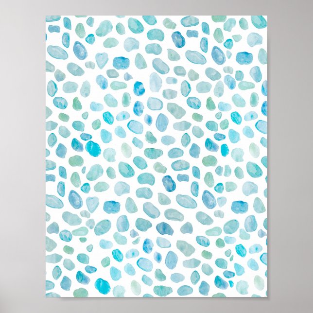 Affiche Décor de plage de galets en verre de mer Peinture  (Devant)