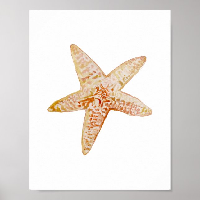 Affiche Décor de plage de Starfish Peach Peinture aquarell (Devant)